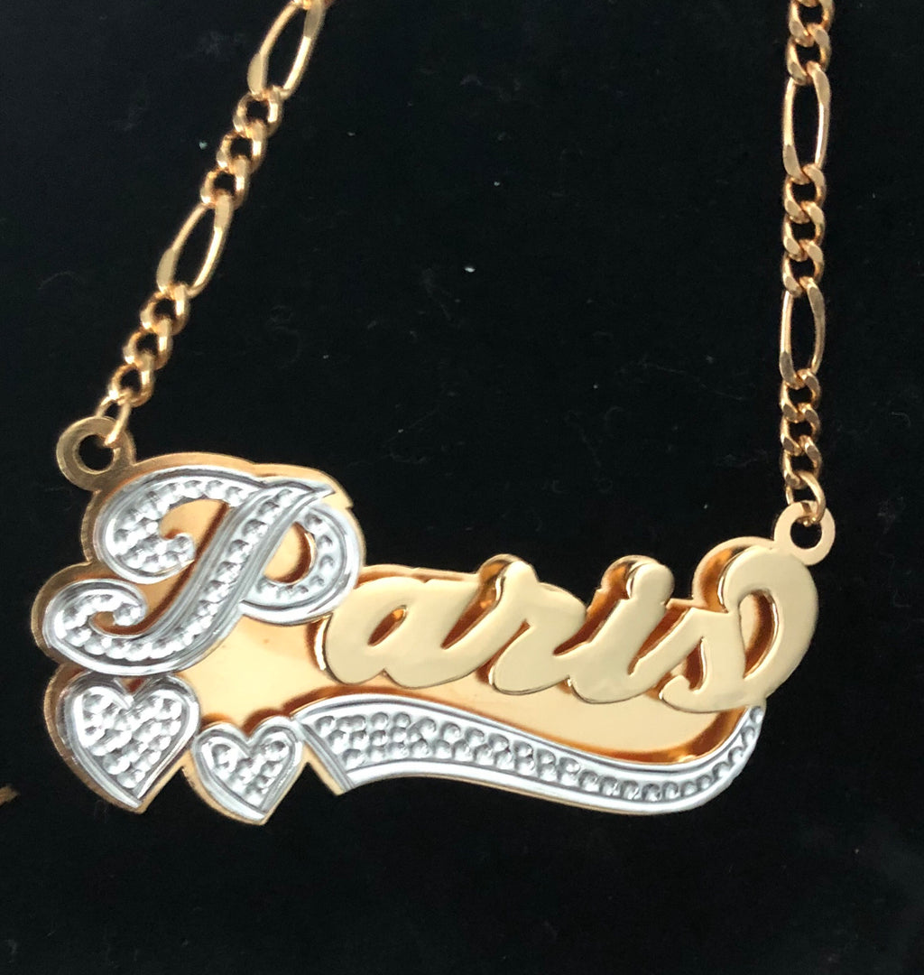 Double Hearted Double Plated Name Necklace